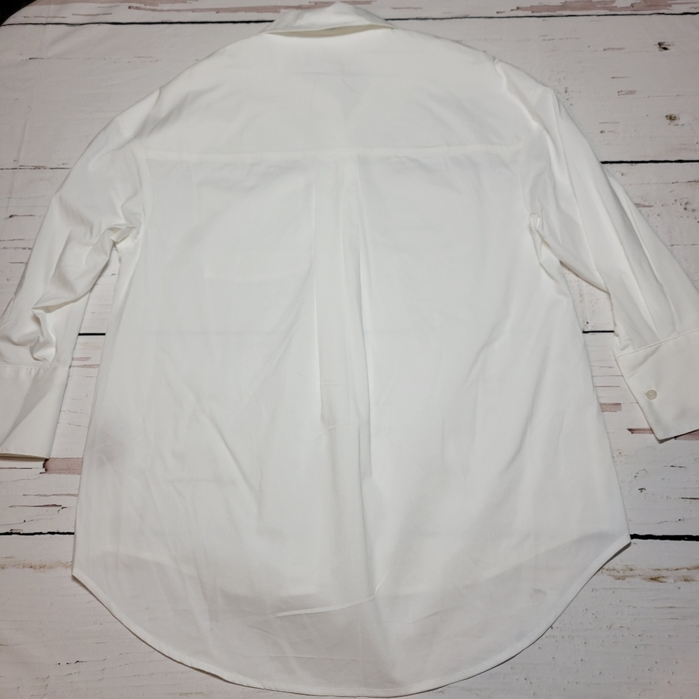 Philosophy White Oversized Button-Down Shirt Hi-Lo Hem Boxy Fit Classic Size XS - Picture 6 of 11